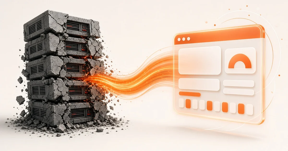 A crumbling legacy server turning into a modern hosted website