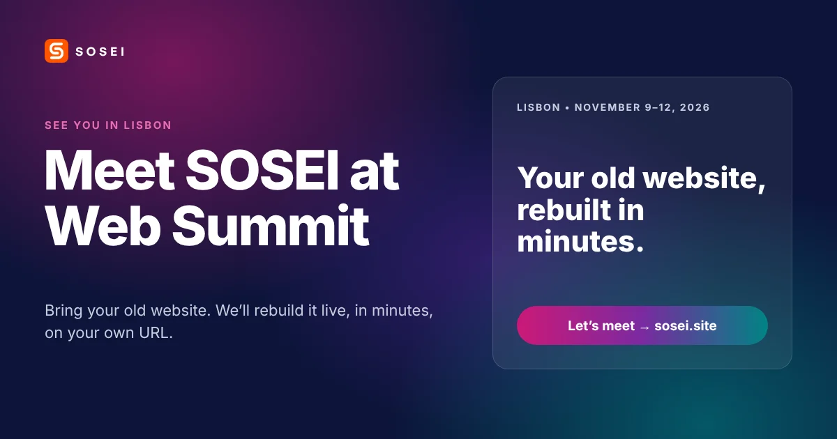 SOSEI at Web Summit 2026, Lisbon, 9–12 November